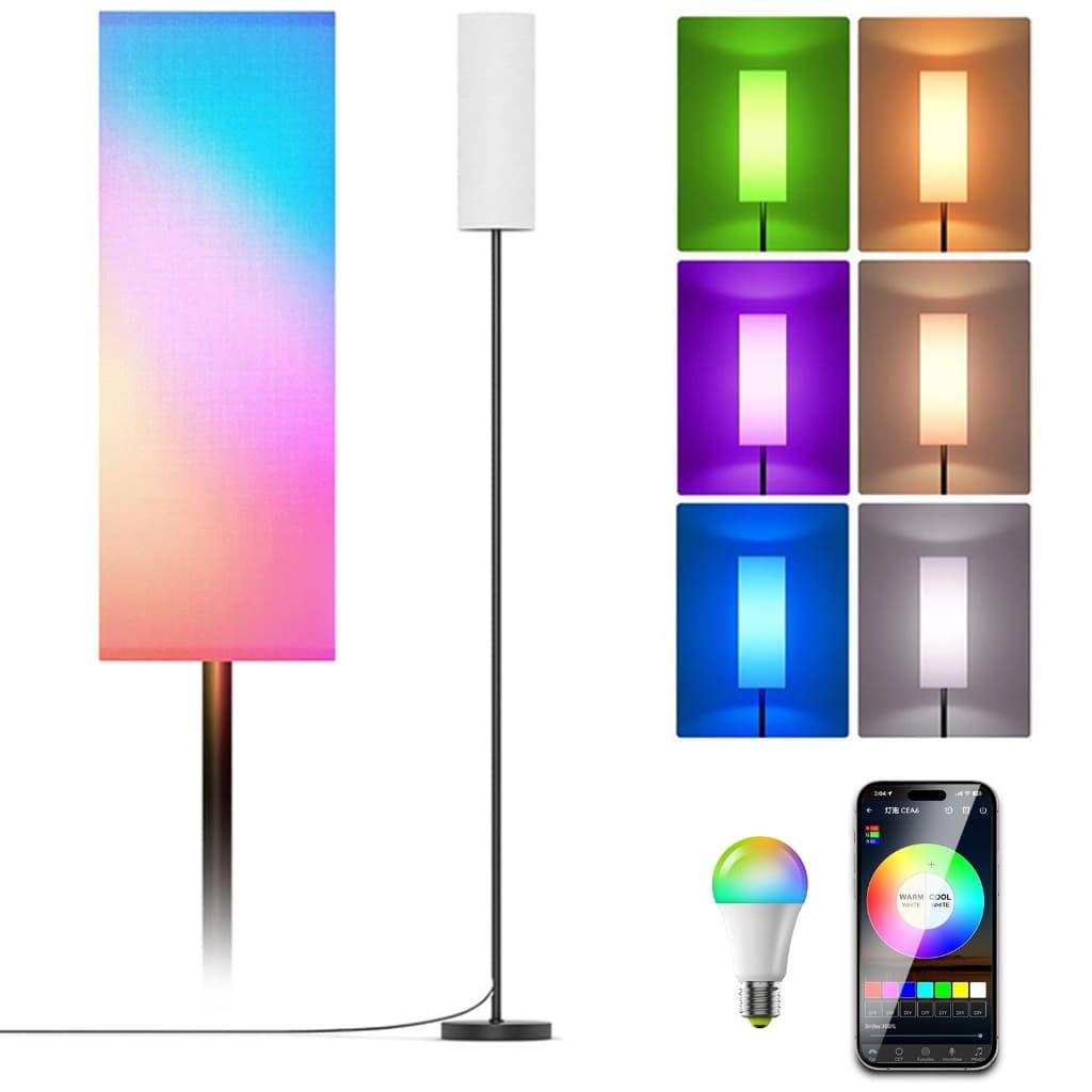 Luminária De Chão Inteligente LED RGB Com App Abajur Moderno Decorativo Para Sala Quarto 110V