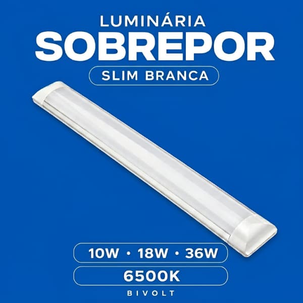 Luminária Led Sobrepor Slim 10W 18W 36W 6500k Branco frio Bivolt Elgin