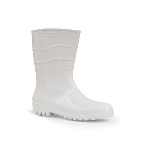Bota Galocha Borracha Pvc Branca Impermeável Cano Médio Workflex Açougue Cozinha Limpeza