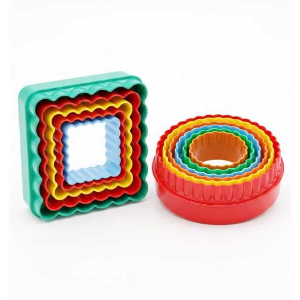 Kit 5x Cortador Em Plastico Redondo e Quadrado Pasta Americana E Biscuit