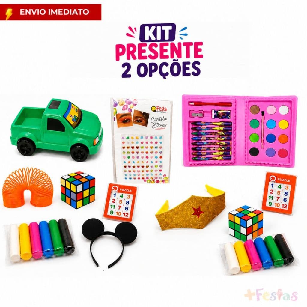 Kit Presente Infantil 6 Itens Brinquedos Criativos Menino Menina Estojo Pintura Carrinho Massinha