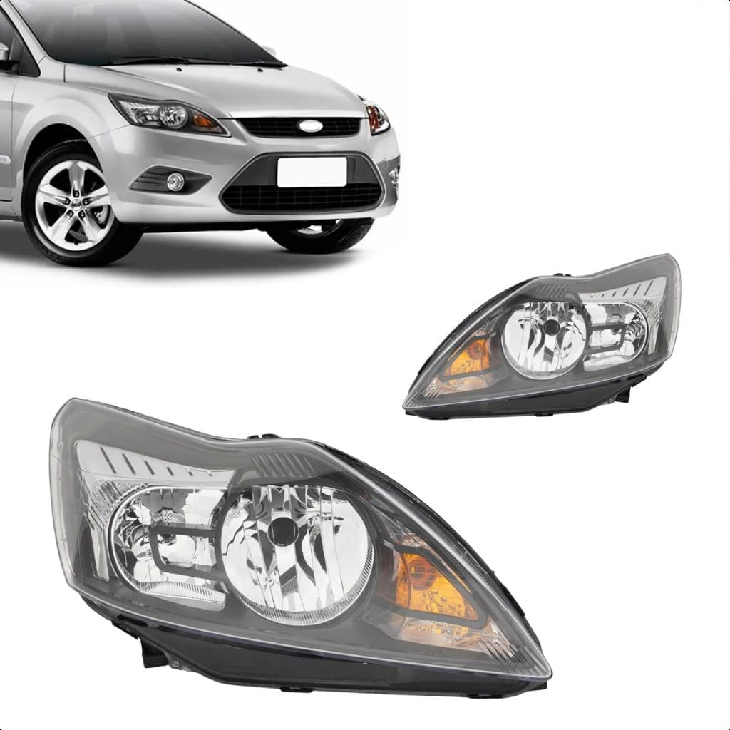 Farol Ford Focus 2009 a 2013 Máscara Negra Foco Simples Manual DEPO - Par ou Lado (LD/LE)