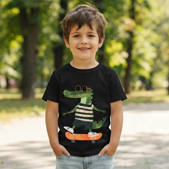 Camisa Camiseta Infantil Menino Jacaré Skate Blusa Leve Fresquinha Algodão