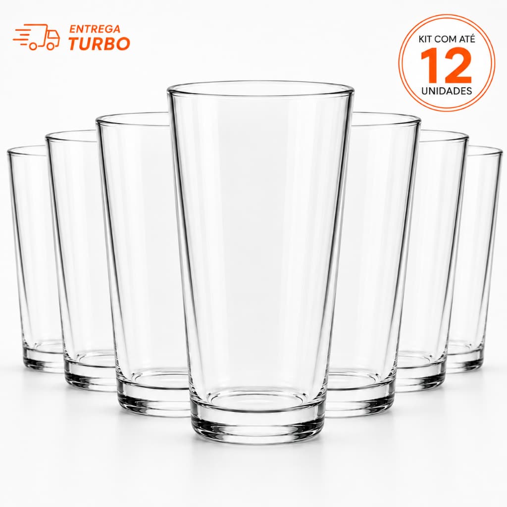 Jogo Copos de Vidro Resistente Grosso Água Suco Drink Transparente Elegante Cozinha