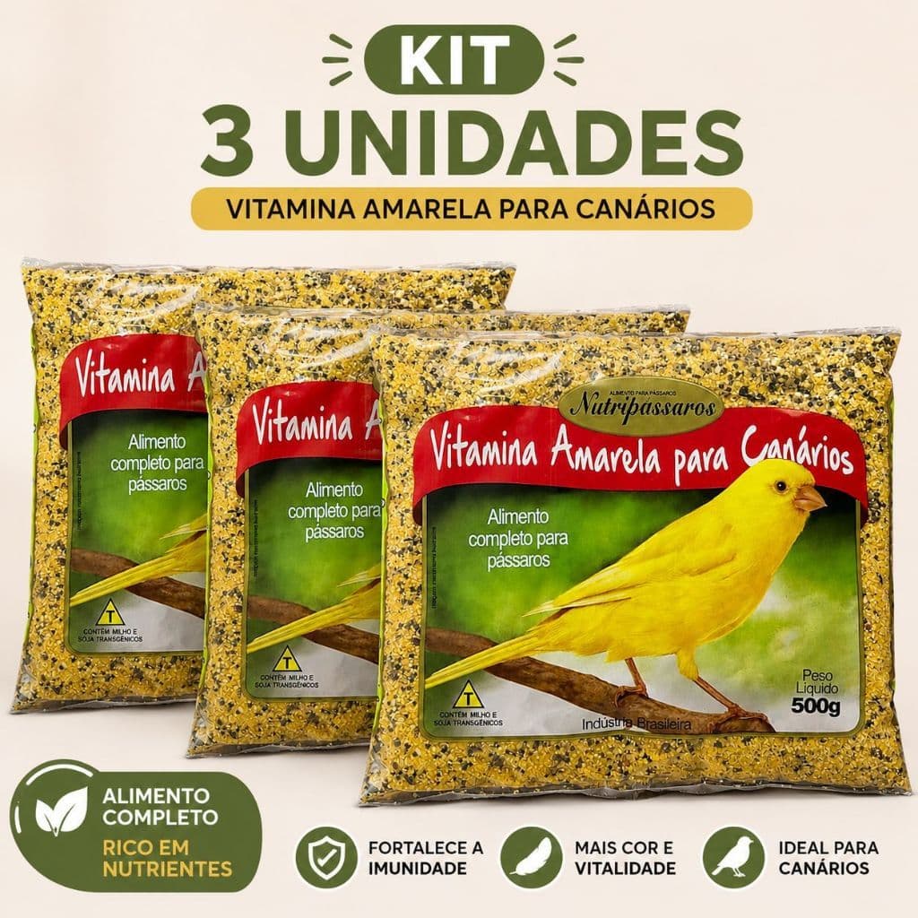 Kit 3 un - Vitamina Amarela para Canário Nutripássaros 500g