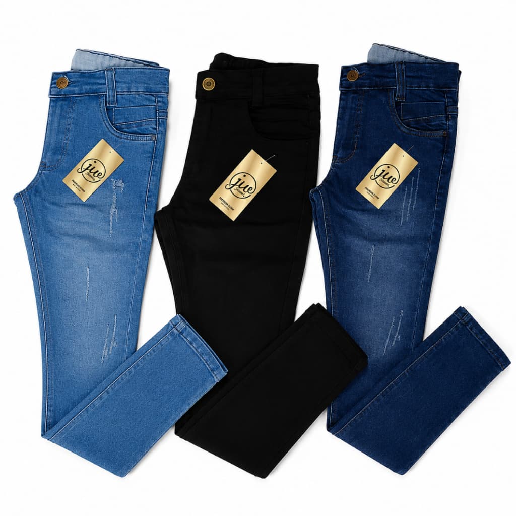 Kit 3 calças jeans masculina infantil menino 2 ao 16