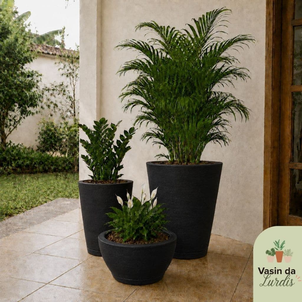Kit 3 Vaso para Planta Grafiato com 3 tamanhos diferentes Decorativos p/ Jardim e Casa