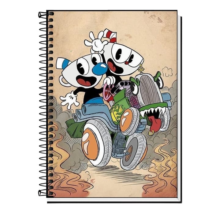 Caderno Cuphead | Caderno Universitário | Caderno Escolar | Divisórias | Material Escolar Gamer