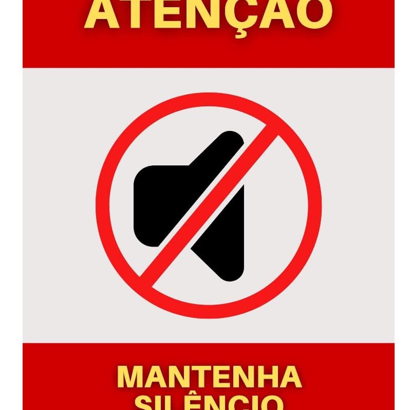 Placa Mantenha Silêncio Nesse Local Aviso Sinalização Papel Plastificado para Porta Parede 19x13cm