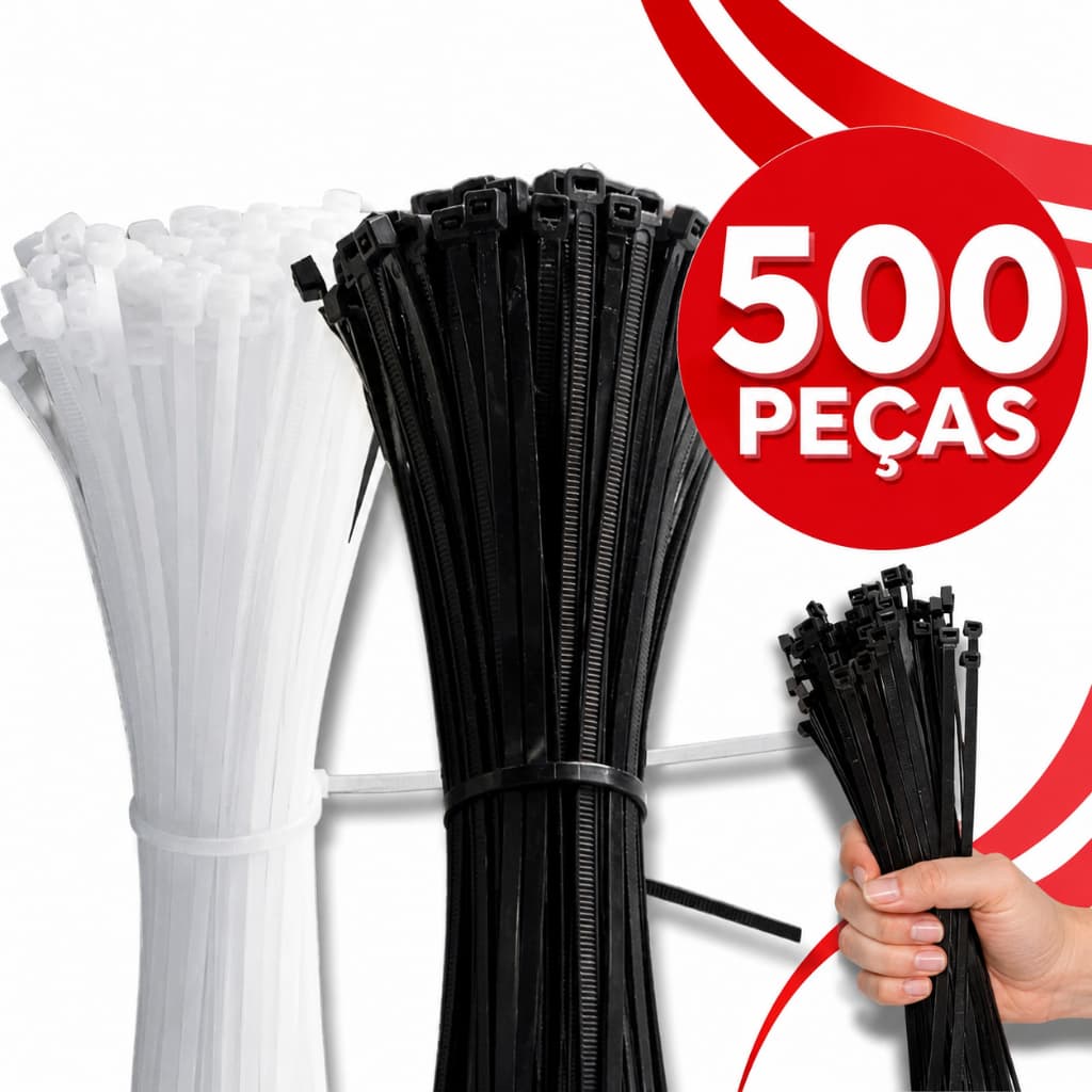 KIT Jogo 500/400/200/100 Abraçadeira de Nylon Enforca Gato Cintas Plásticas Super Resistente Presilha Várias Medidas
