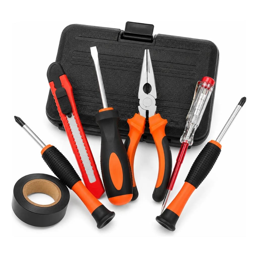 Kit Maleta De Ferramentas Manuais Essenciais 9 Peças Jogo Profissional Para Casa E Reparos Em Geral Com Martelo E Chaves