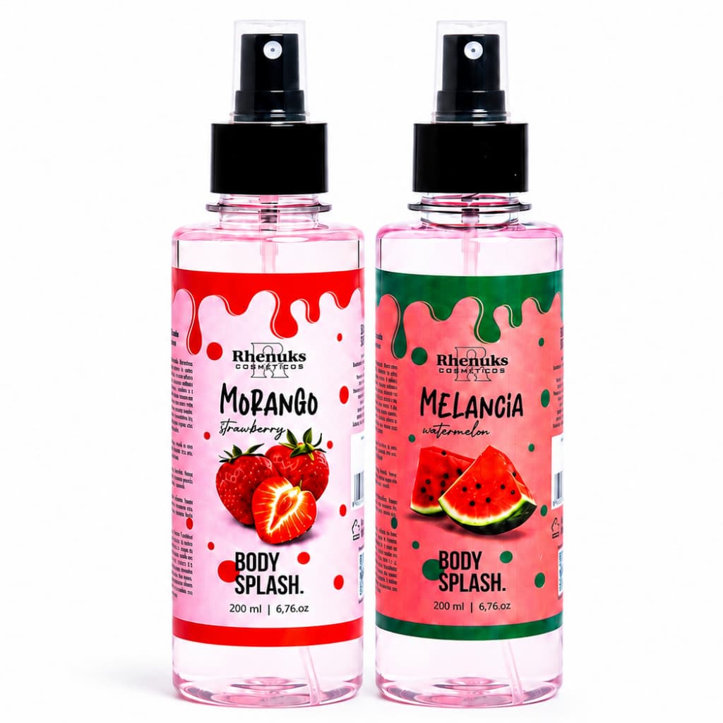 Kit 2 Body Splash Rhenuks 200ml – Morango + Melancia Cheirinho Doce e Frescor Prolongado