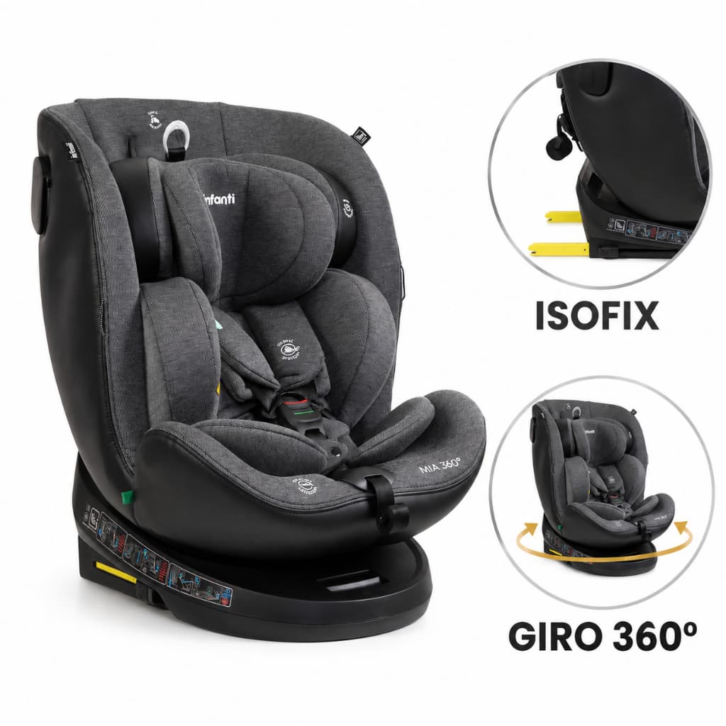 Cadeirinha de Carro 0 a 36kg Isofix Giro 360 Mia Infanti Cadeira de Carro para Bebê I Size