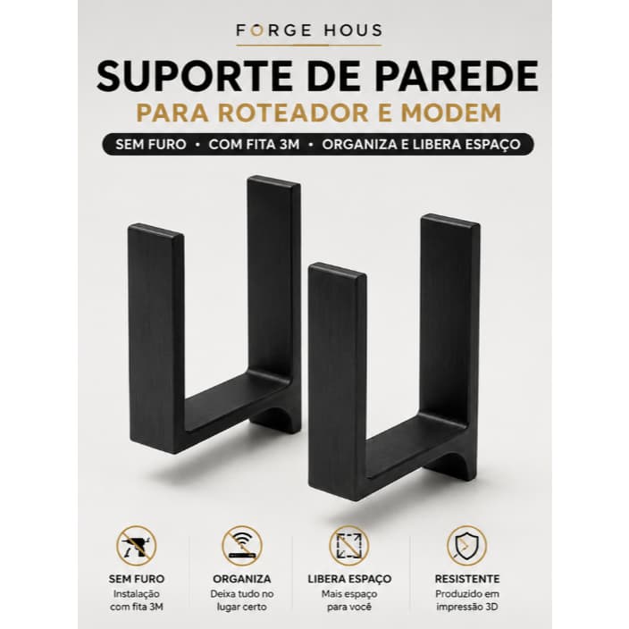Suporte Roteador Parede Sem Furo Fita 3M Organizador WiFi Universal