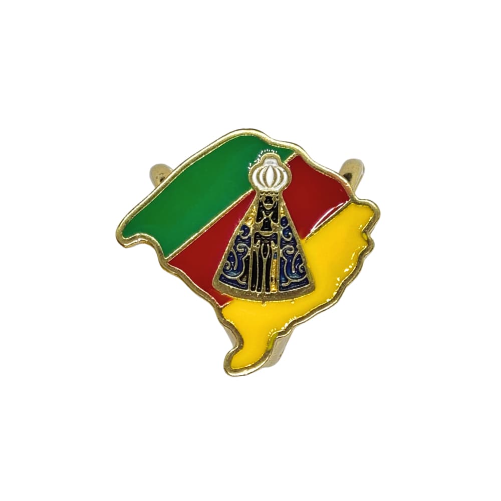 Anel de Lenço Gaúcho Infantil Mapa do RS com Nossa Senhora Aparecida