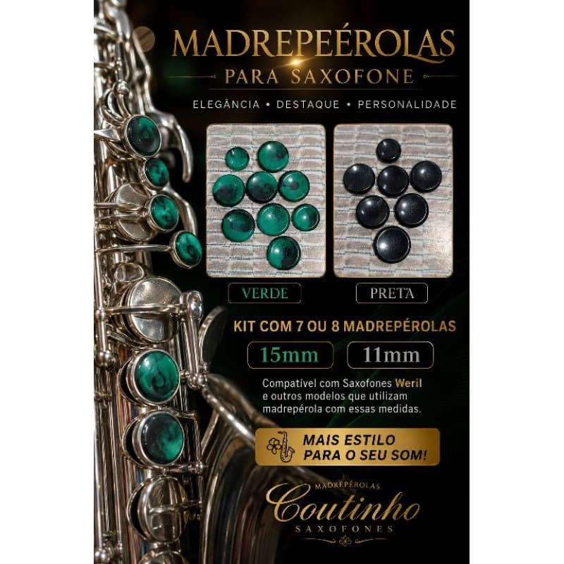 Madrepérolas Coutinho Saxofones 15mm , 11mm