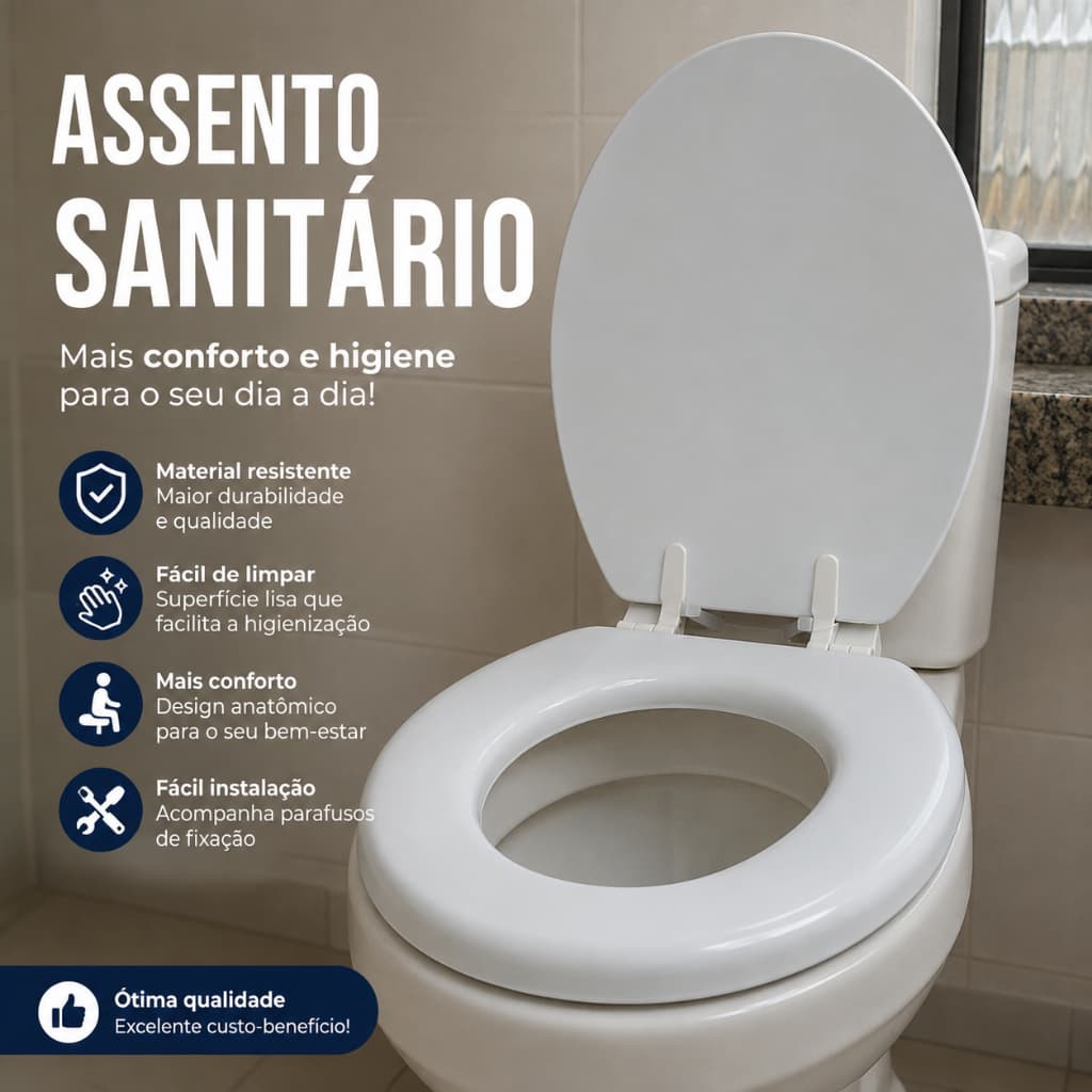 2 Assentos Sanitários Almofada Universal Oval Resistente PVC  Esponja Macia Confortável Resistente