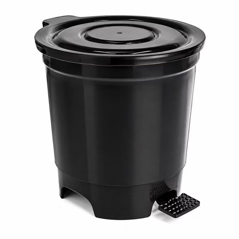 Lixeira com Pedal 13 Litros Preta com Tampa | Cesto de Lixo para Cozinha Banheiro