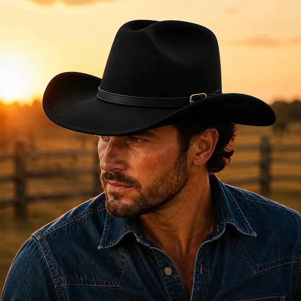 Chapéu Cowboy Americano Country Masculino Feminino Premium Rodeio Luxo Aba Larga Estilo Sertanejo
