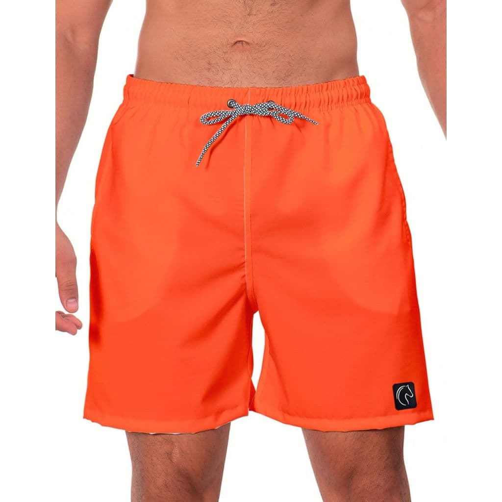 Short Masculino Laranja Liso Casual Moda Praia Verão Academia Runner Esportivo