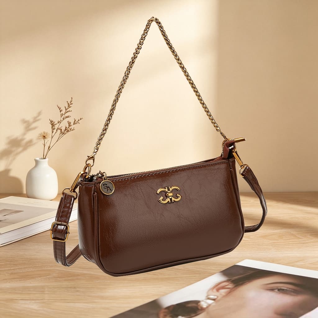 Bolsa Feminina Tiracolo Pequena com Alça de Corrente Elegante Bolsa Transversal Casual para Festa e Dia a Dia L21599
