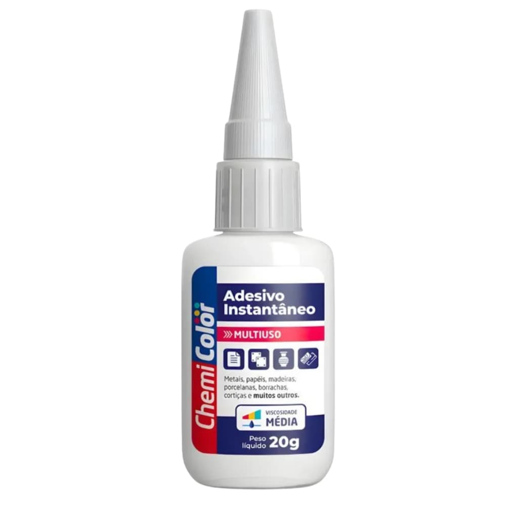 Super Cola Adesiva Instantânea 20g Chemicolor Multiuso Secagem Rápida Líquida