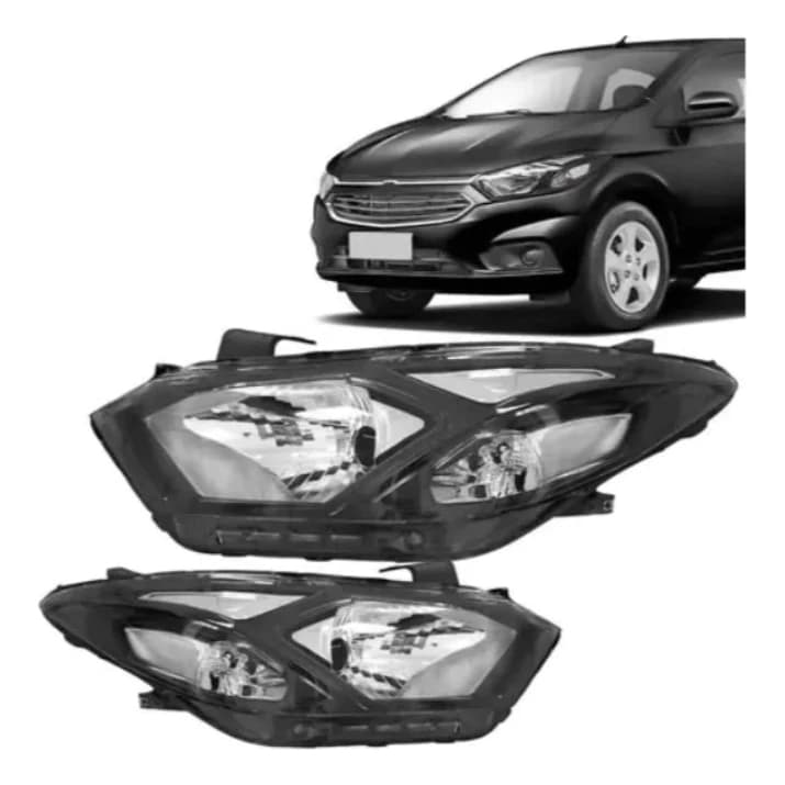 Farol Onix/Prisma 2017 A 2021 LT/LTZ S/ Led Foco Simples Friso Preto Mascara Negra