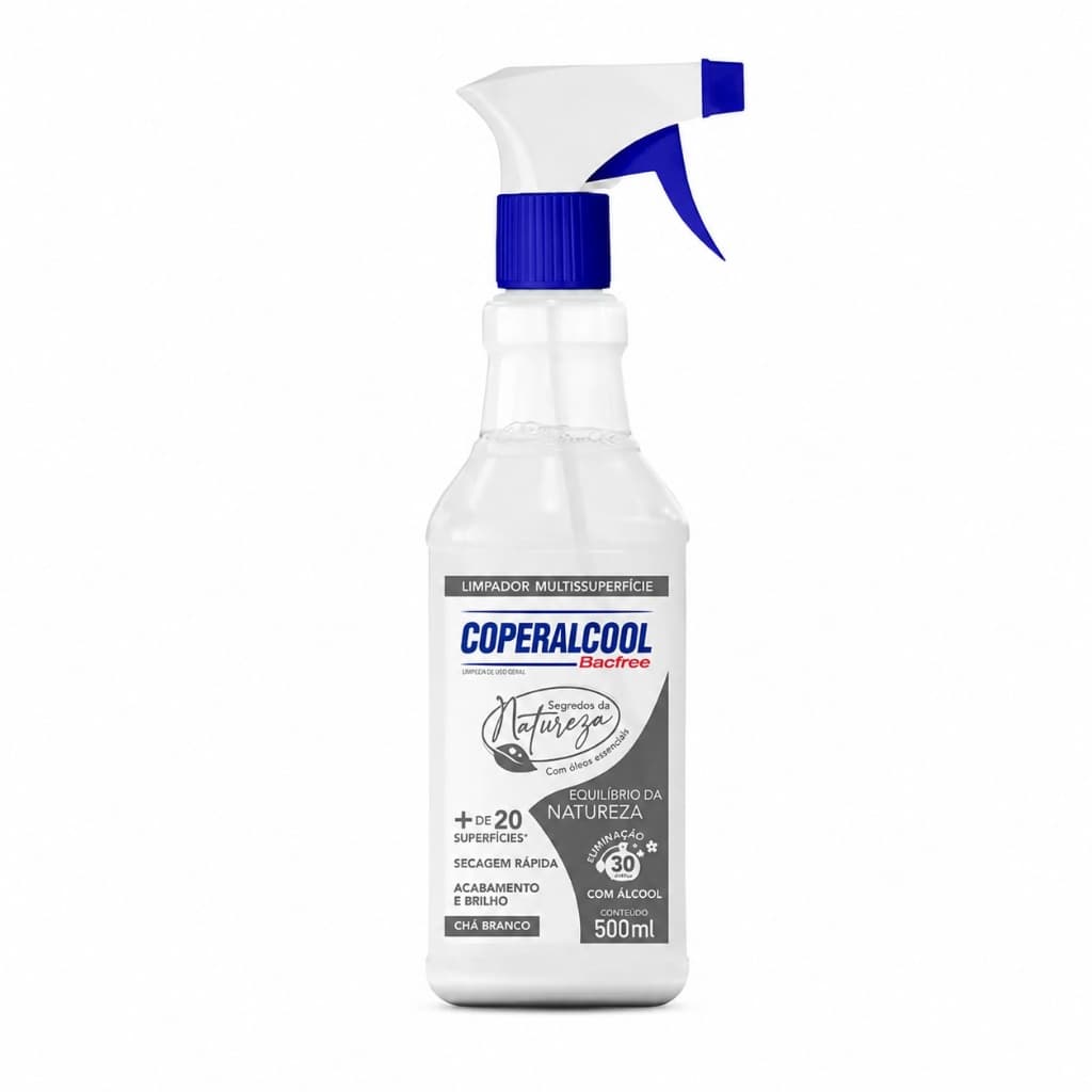 Coperalcool Bacfree Limpador Multissuperfície Chá Branco 500ml Secagem Rápida