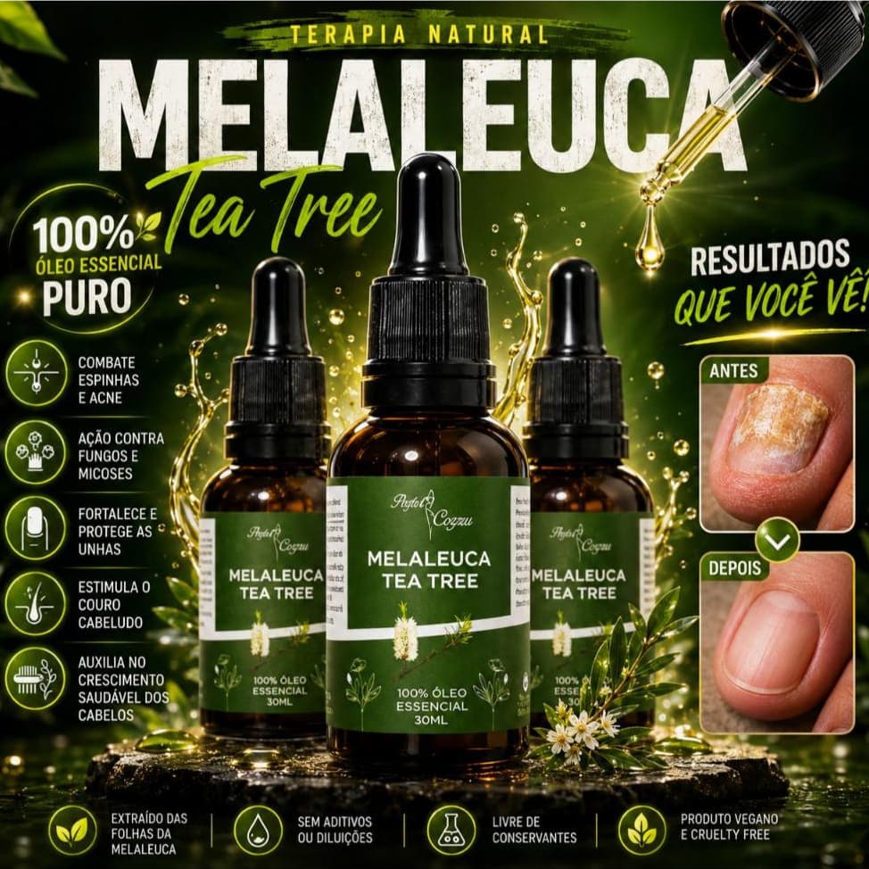 Óleo Essencial De Melaleuca 100% Puro 30ml Contra Micose Acne
