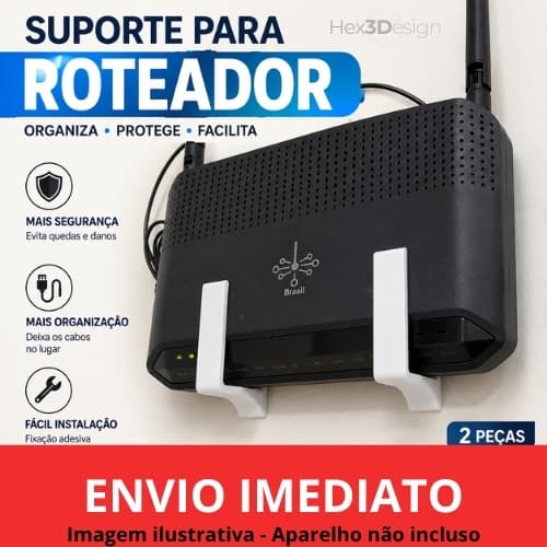 Suporte Roteador Parede Sem Furo Fita 3M Organizador WiFi Universal