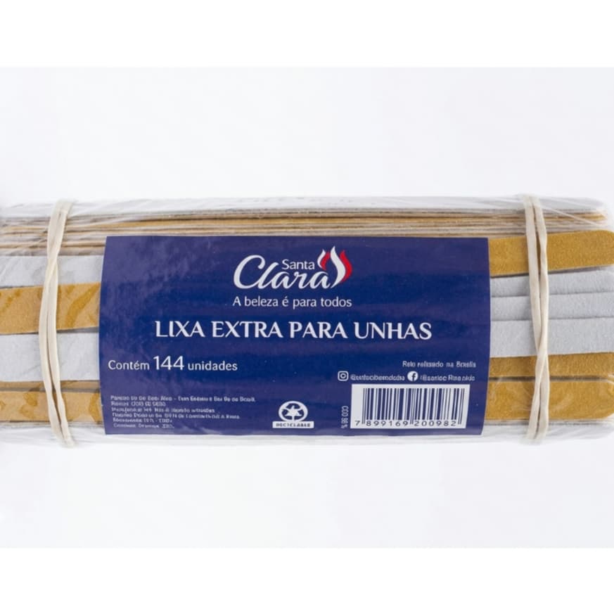 Lixa  de Unha Extra - Santa Clara Pacote Com 144 Unidades Para Manicure e Pedicure