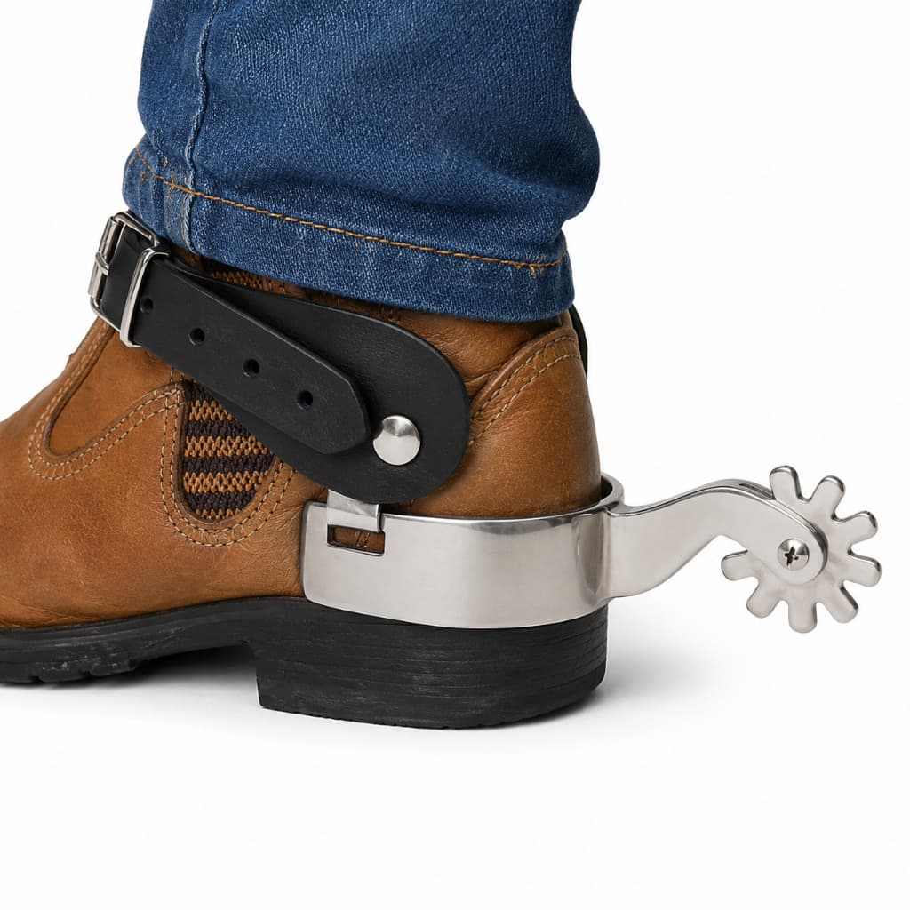 Espora Quarto de Milha Inox com Correia Couro Legítimo para Cavalo