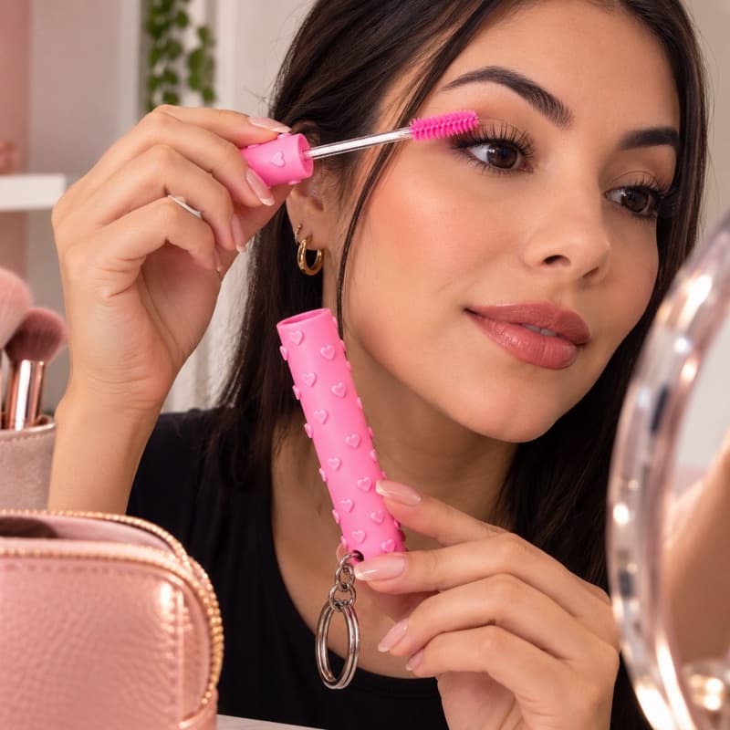 KIT Lash Escovinha Com Glitter Extensão  de Cílios e Sobrancelha Alongamento de Cilios  Porta Escovinha Lash Brinde