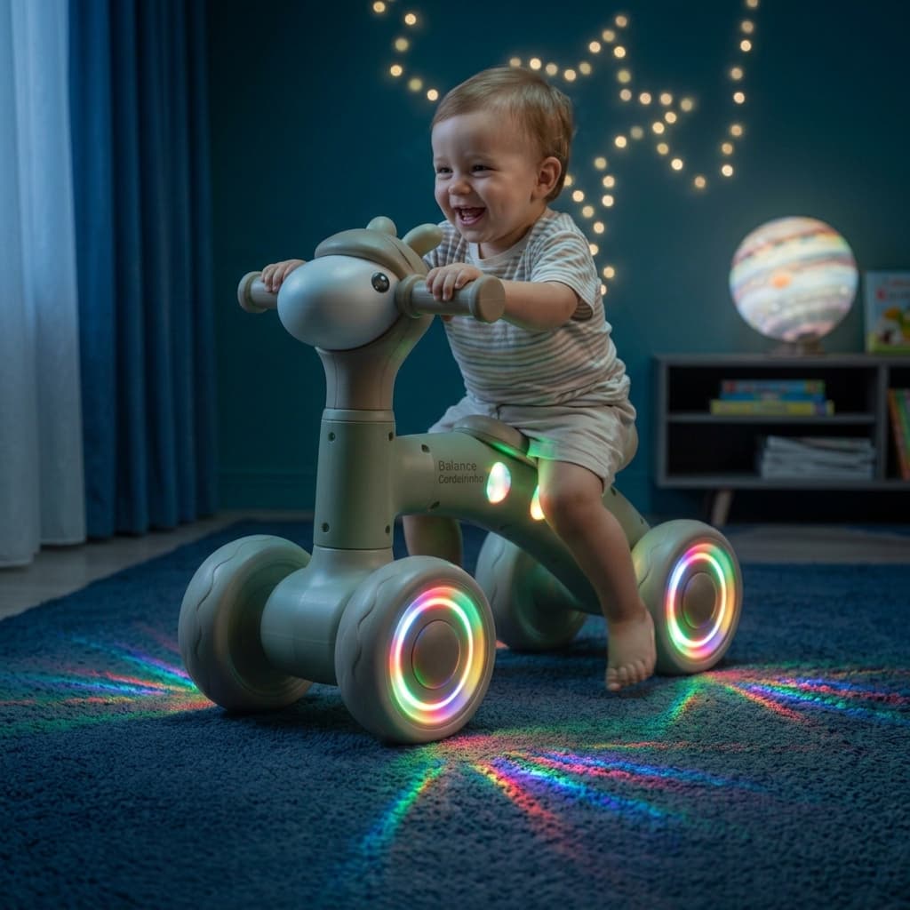 Bicicleta Infantil Sem Pedais Balance Cordeirinho com Luz