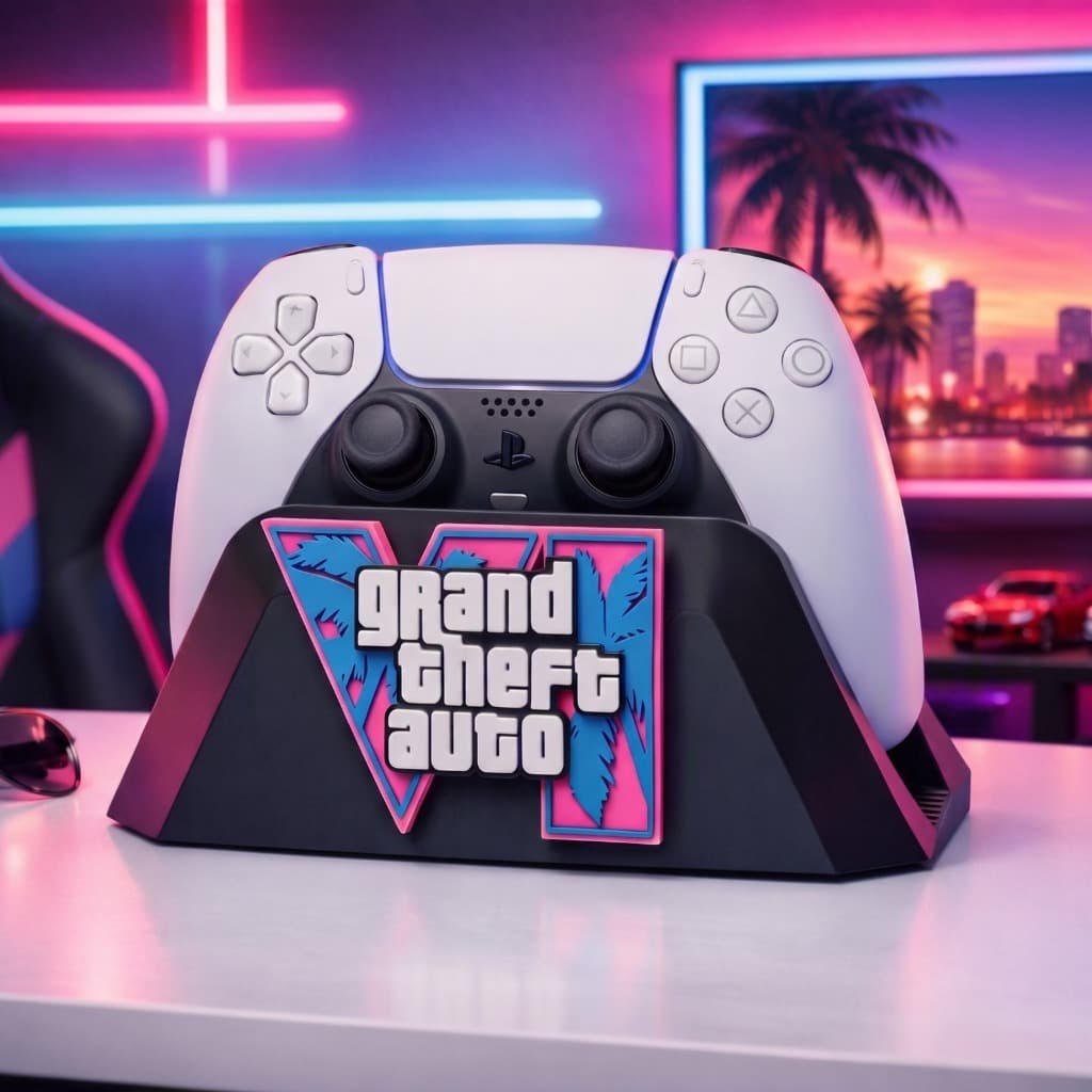 Suporte Gamer de Controle Vice City Decoracao Organizador Universal PS5 PS4 Xbox