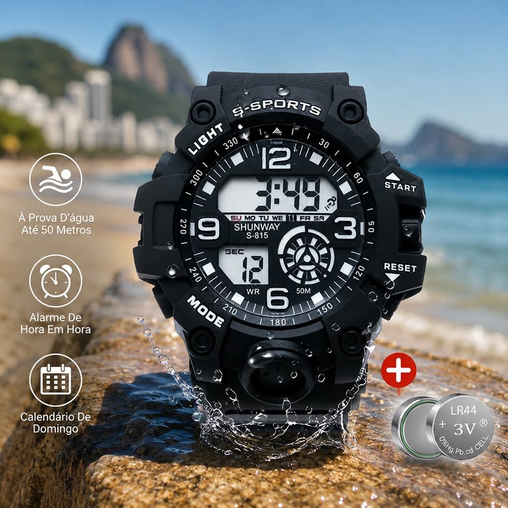 Relógio Digital Masculino À Prova D'água Com Cronômetro Multifuncional Esportivo Luminoso Original