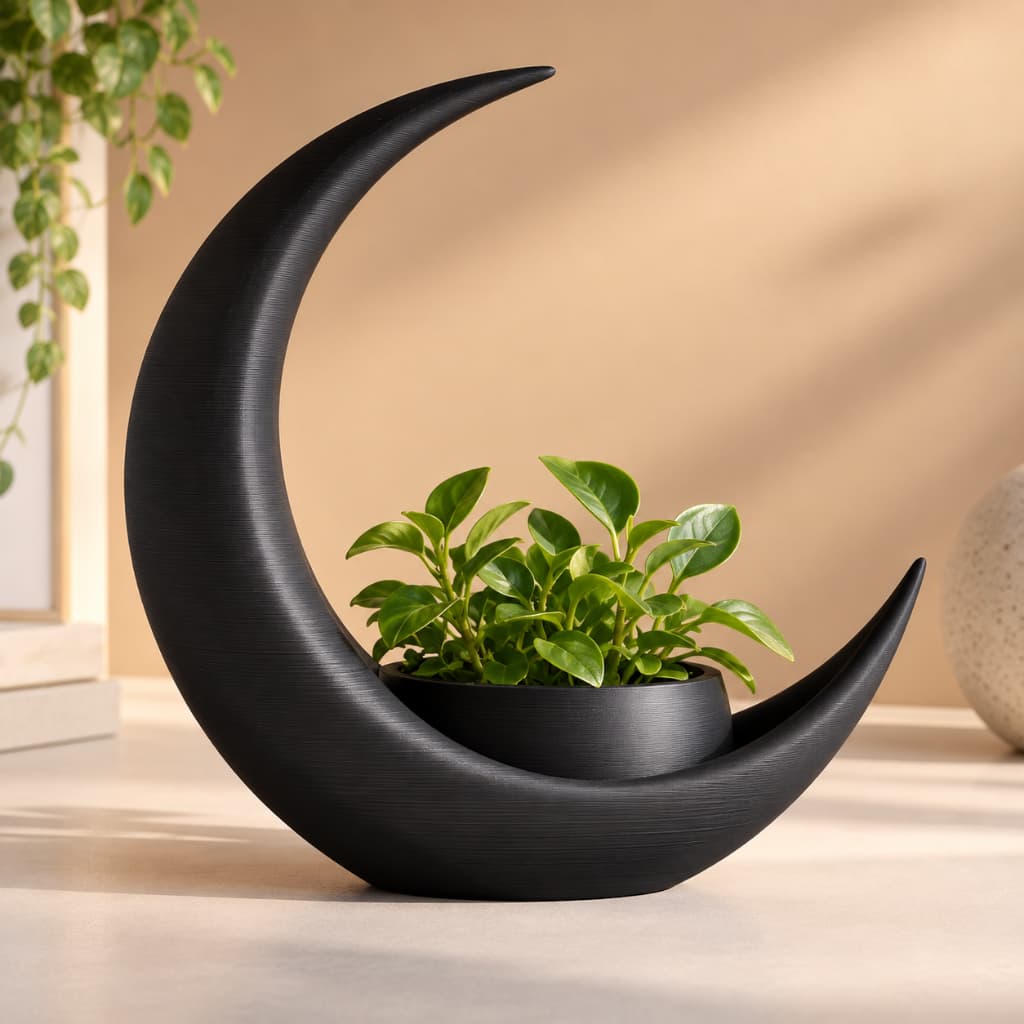 Decoração Lua Crescente Vaso Decorativo Elíptico para Plantas Moderno Minimalista para Estante Cozinha Mesa