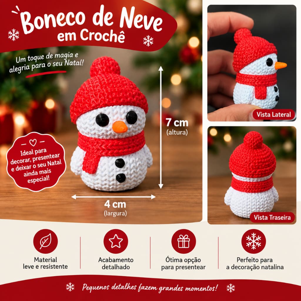 Boneco de Neve Natalino em 3D | Decoração de Natal | Mini Enfeite