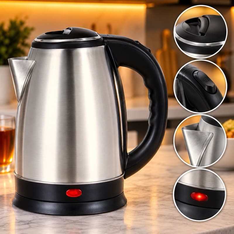 Chaleira elétrica 1,8L ou 2L I 220V ou 127V inox base 360 desligamento automático cozinha