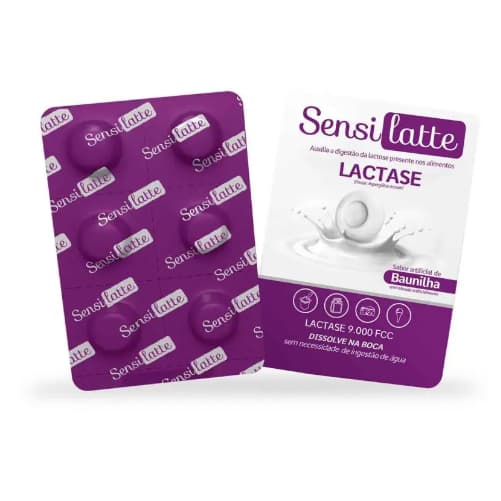 Kit c/60 Comprimidos de Lactase Sensillate Sabor Baunilha 9.000 FCC 10 Cartelas Contendo 6 Comprimidos Cada