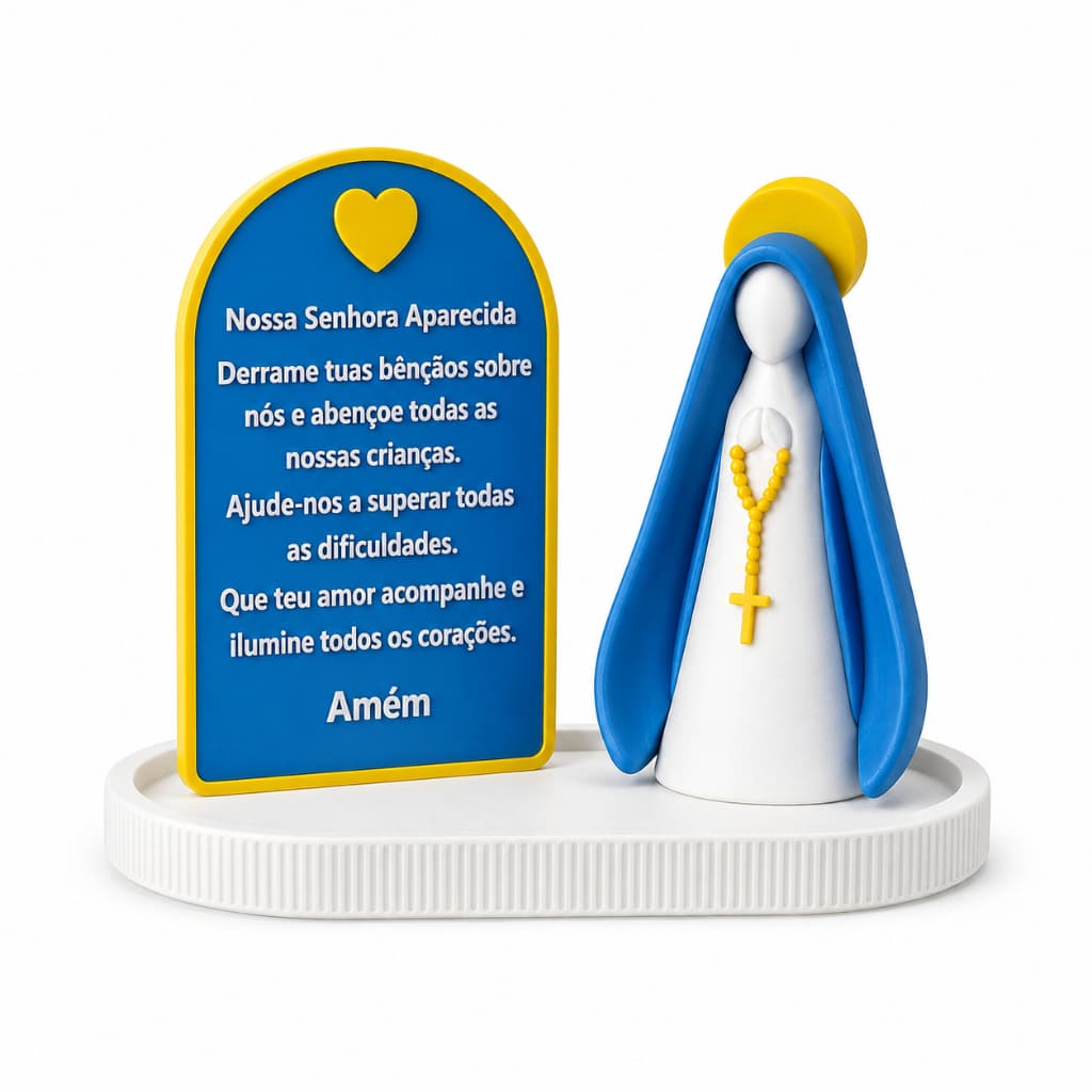 Nossa Senhora Aparecida Oração Imagem Decorativa Católica Oratório Porta Terço Kit com Bandeja