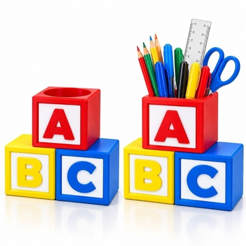 Porta Caneta Organizador de Mesa Suporte de Lápis ABC