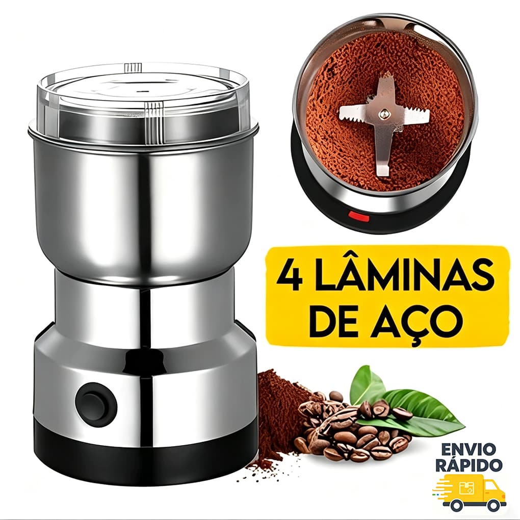 ✈️Envio Rápido｜Moedor Multifuncional de Café e Especiarias 110V, 4 Lâminas em Aço Inoxidável