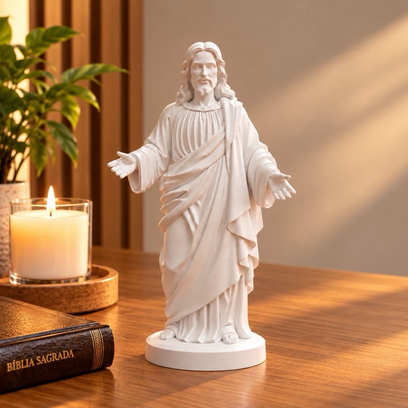 Escultura de Jesus Cristo 12cm | Imagem Religiosa Decorativa | Estátua de Fé e Proteção | Presente Religioso Especial