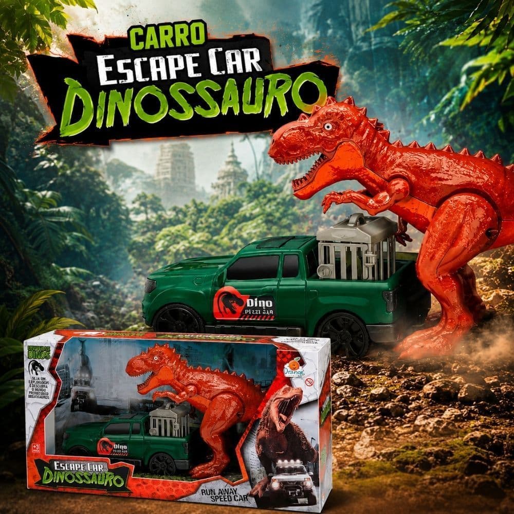 CARRO ESCAPE CAR DINOSSAURO - ORANGE TOYS