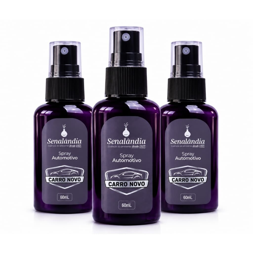 Kit 3 Spray Automotivo Senalândia Carro Novo 60ml Aromatizante Perfumador para Veículos