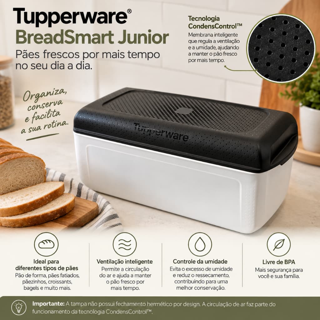 Porta Pão Tupperware BreadSmart Importado com Membrana