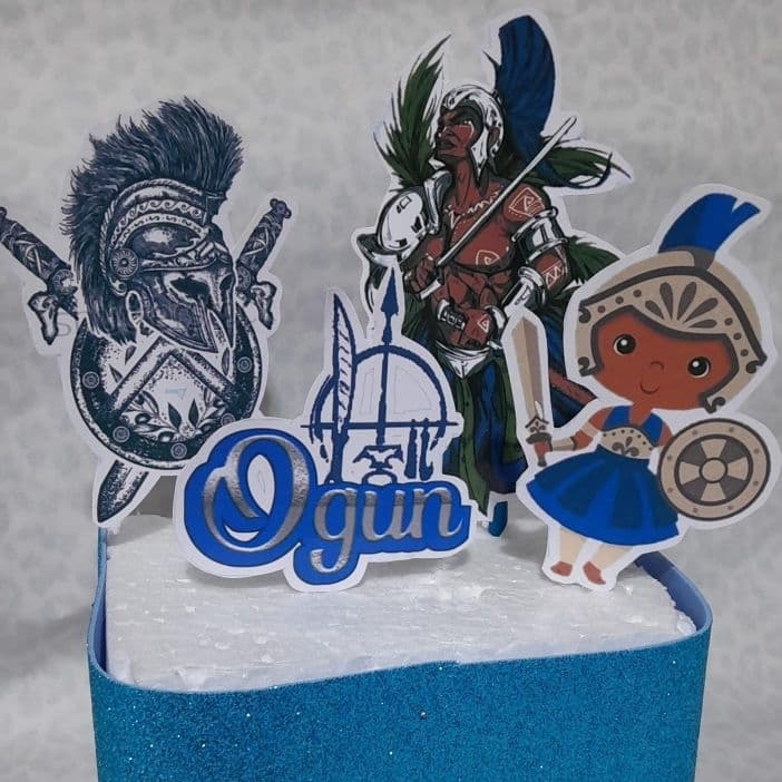 ENFEITE TOPO DE BOLO OGUM ORIXÁ