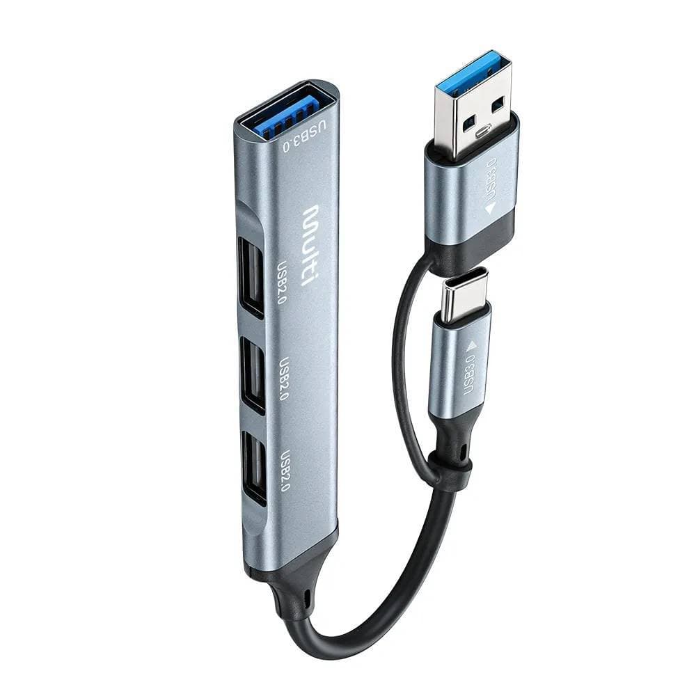 Hub Multi 4 em 1 USB 3.0 C/ Adaptador Híbrido USB-C/USB-A - AC448