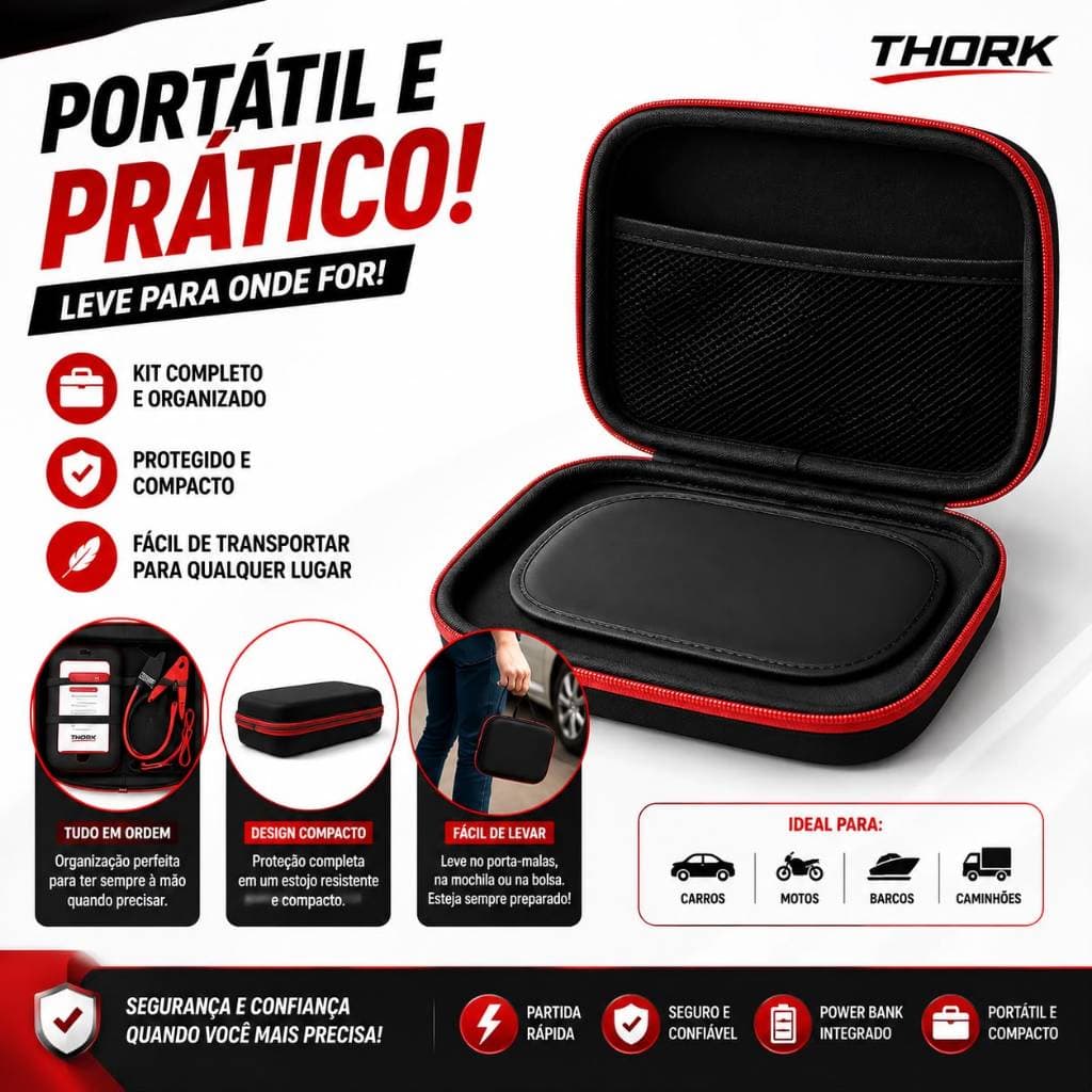 Auxiliar De Partida Bateria Portátil Carro Moto 7500mah 12v